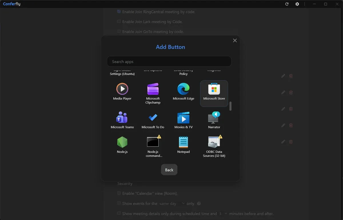 Choosing a computer app for a room button