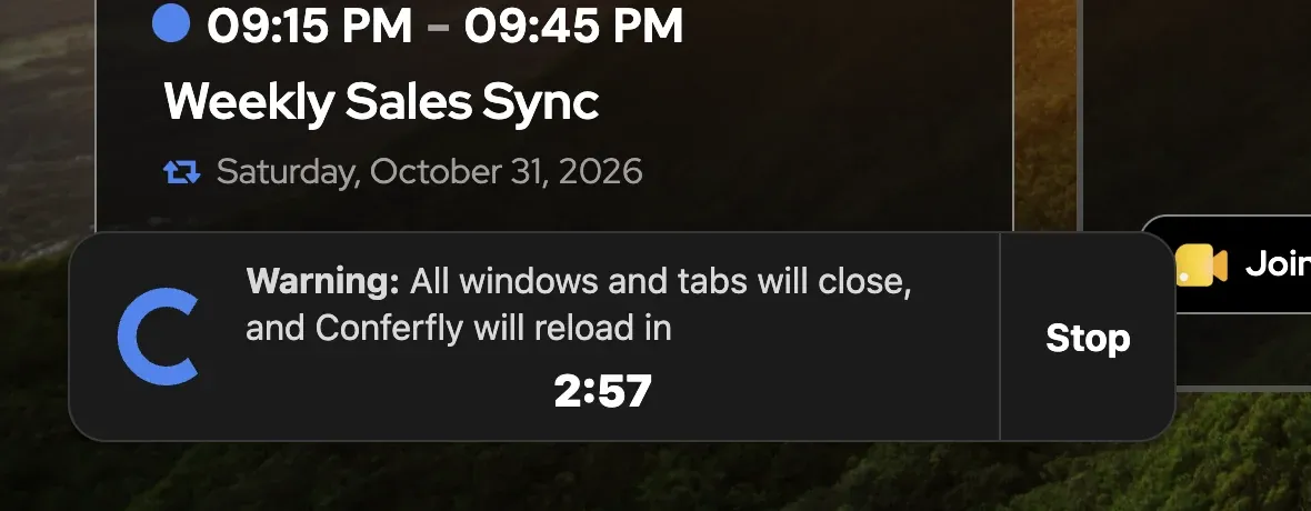 The daily reset countdown