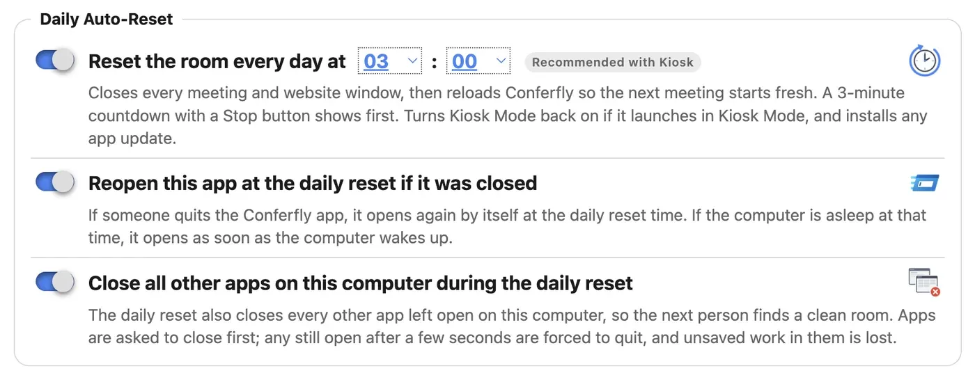 Daily Auto-Reset settings