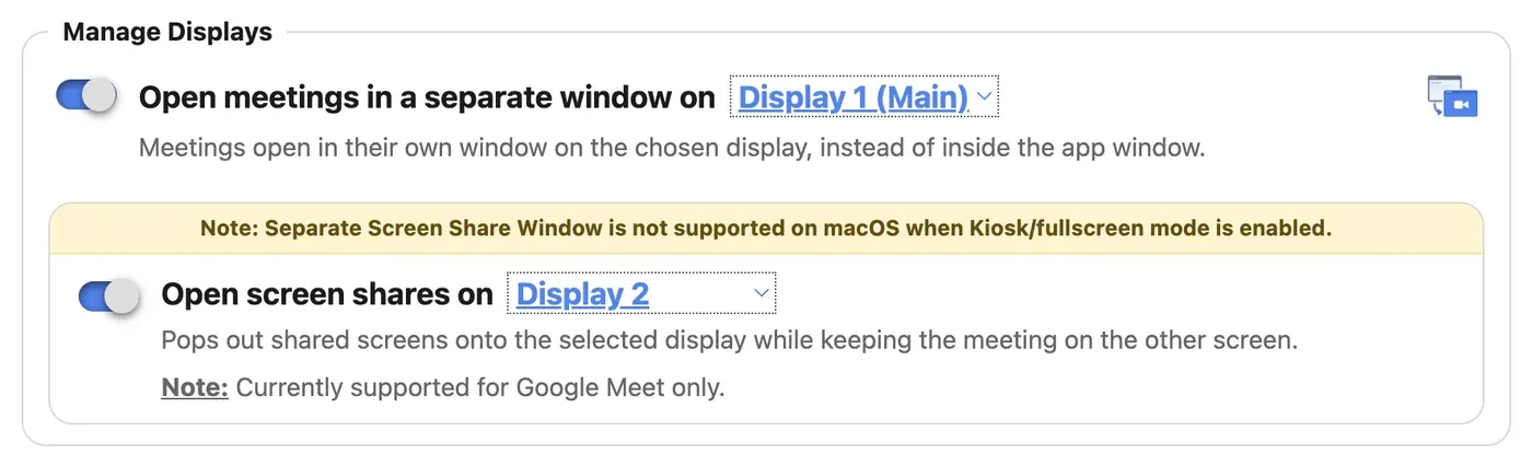 Manage Displays in the Conferfly Desktop App