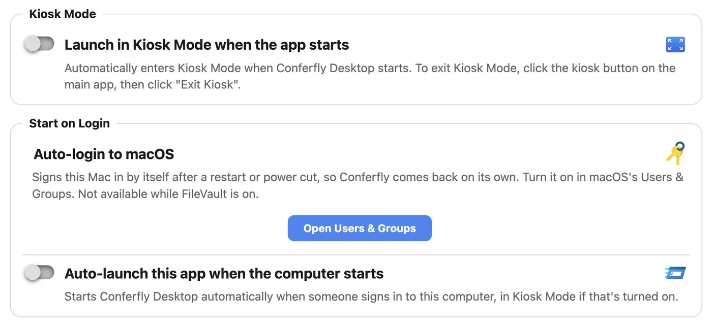Kiosk Mode and Start on Login on macOS