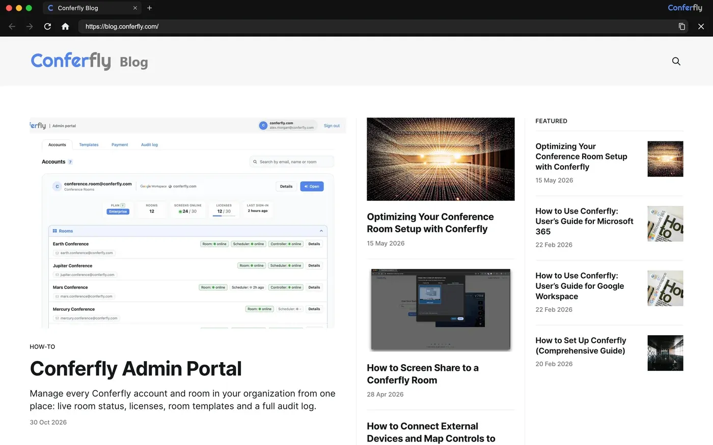 A website window in the Conferfly Desktop App