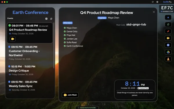 A Conferfly room running in the Conferfly Desktop App